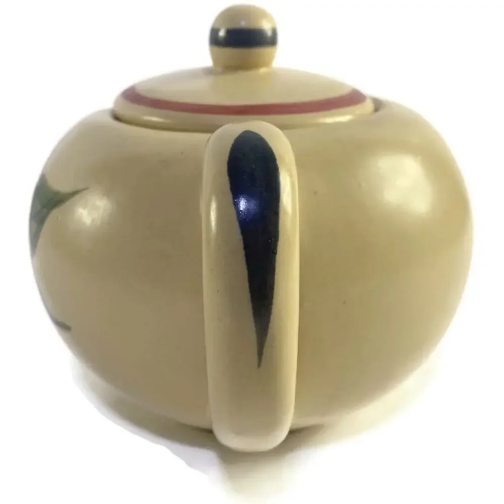 Heritage Stoneware Teapot Hand Painted Flower Brown #378/600 Fired Twice